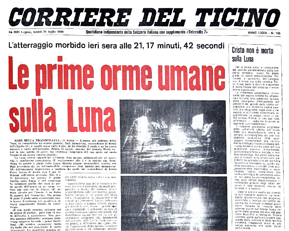 Le prime orme sulla luna corriere del ticino digitalizzazione contenuti editoriali Goodcode-1